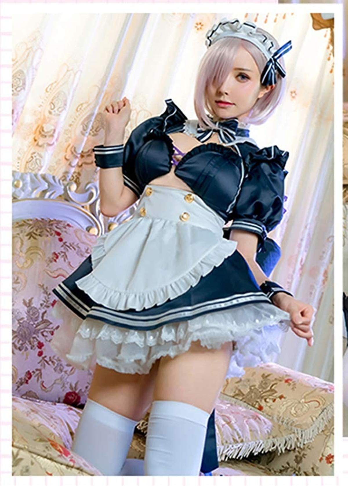 Fate Grand Order Mash Kyrielight Cosplay Costume - Anime Maid Dress Halloween Outfit Full Set for Women (Size M) | Perfect for Conventions, Cosplay Events & Halloween Parties