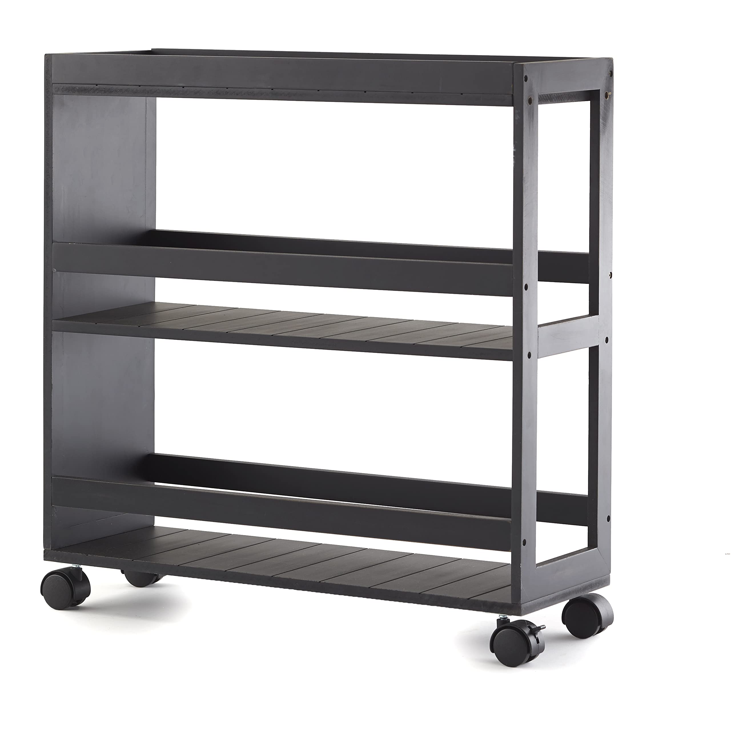 Lakeside Collection Rolling Storage Cart - 3-Tier Organizer with Wheels for Bathroom, Pantry, or Kitchen - Black - Perfect for Small Space Organization & Easy Mobility