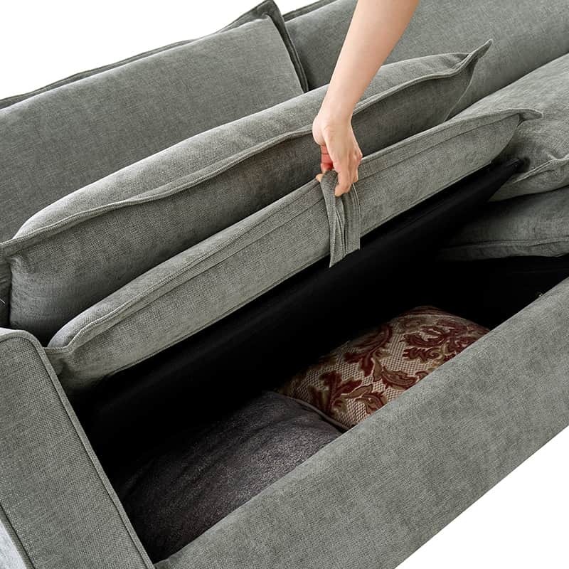 Comfortable Storage Sofa with Dual Layer Cushions & Wide Armrests - Perfect for Living Room, Bedroom, and Small Space Relaxation