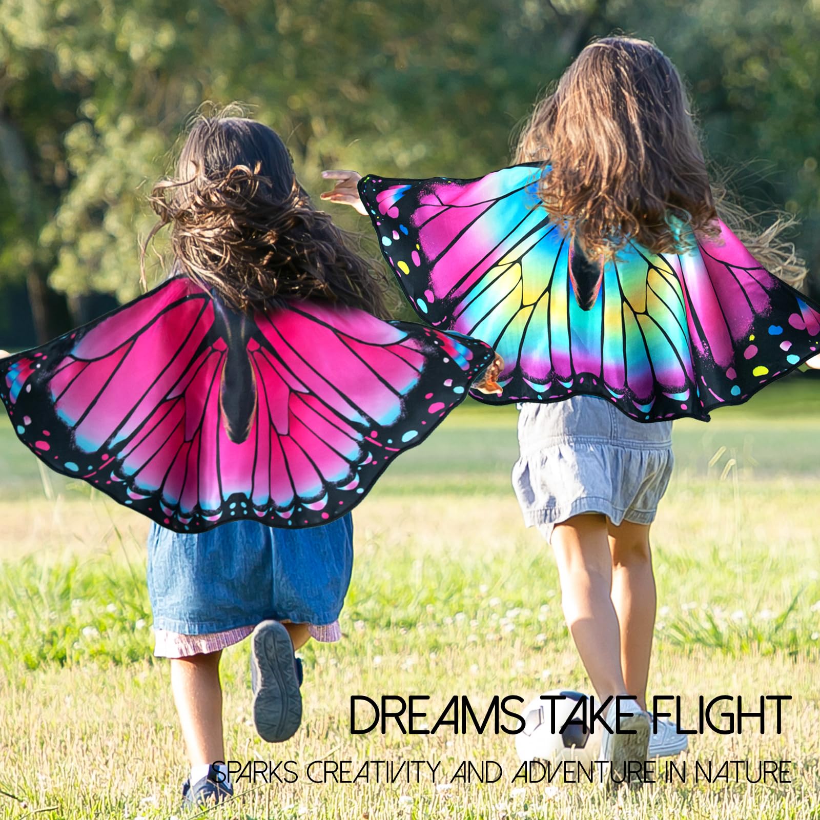 iROLEWIN Kids Butterfly Wings Costume - Dress Up Wings for Girls & Boys, Toddler Pretend Play, Bug Costume Accessories for Halloween, Birthday Party Favors & Dress Up Playtime