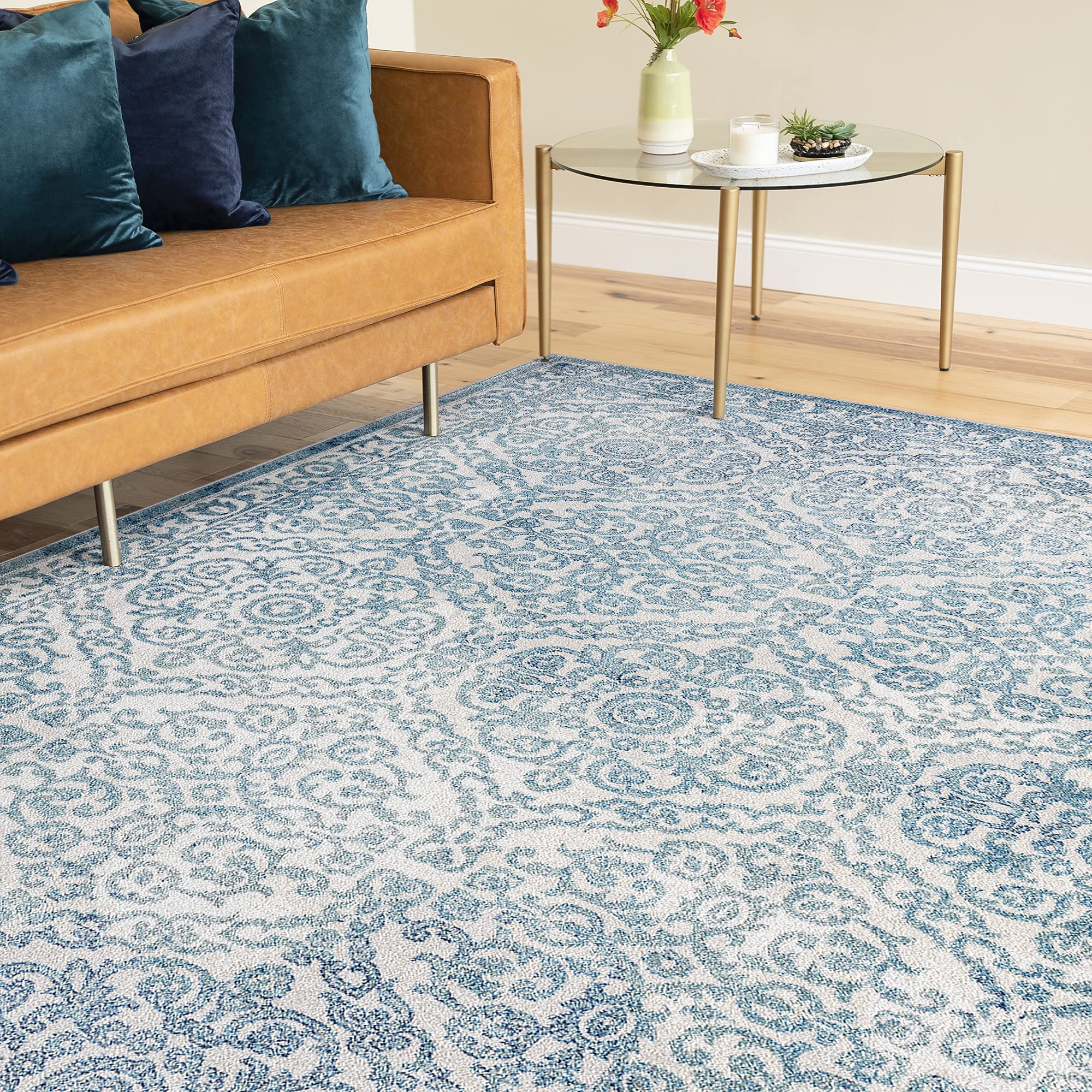 Tayse Geraldine Gray Large 9x12 Area Rug - Traditional Floral Carpet for Living Room, Dining Room, Bedroom, Kitchen & Entryway - Soft & Durable Home Decor - Perfect for Cozy Living Spaces & High-Traffic Areas