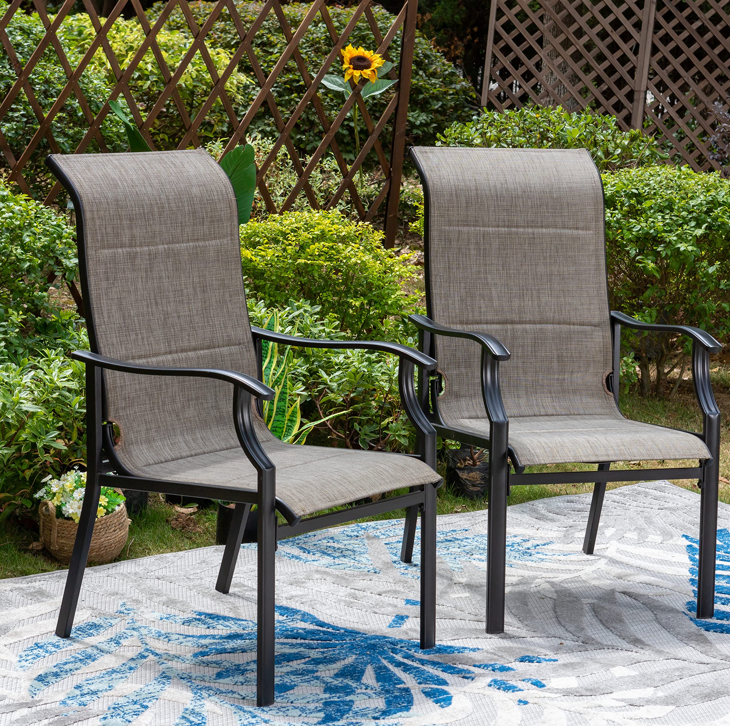 Sophia & William Quick-Dry Textilene Patio Dining Chairs Set of 2 - 350lbs Weight Capacity High Back Outdoor Chairs for Garden, Poolside, Backyard - All-Weather Durable Patio Furniture for Relaxing & Entertaining