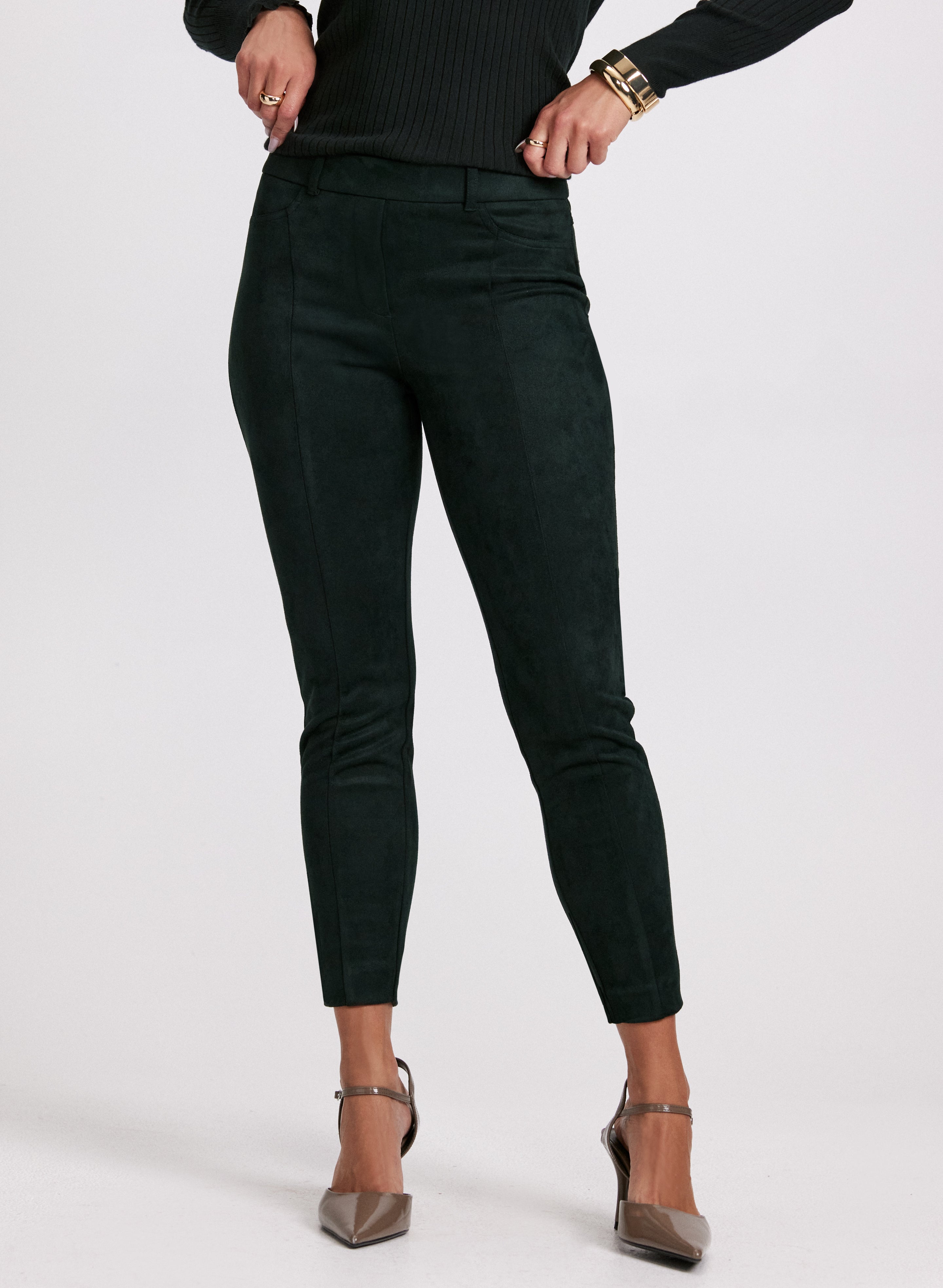 Faux Suede Chloe Leggings - Women's High Waisted Stretchy Yoga Pants for Workout, Lounge & Everyday Wear