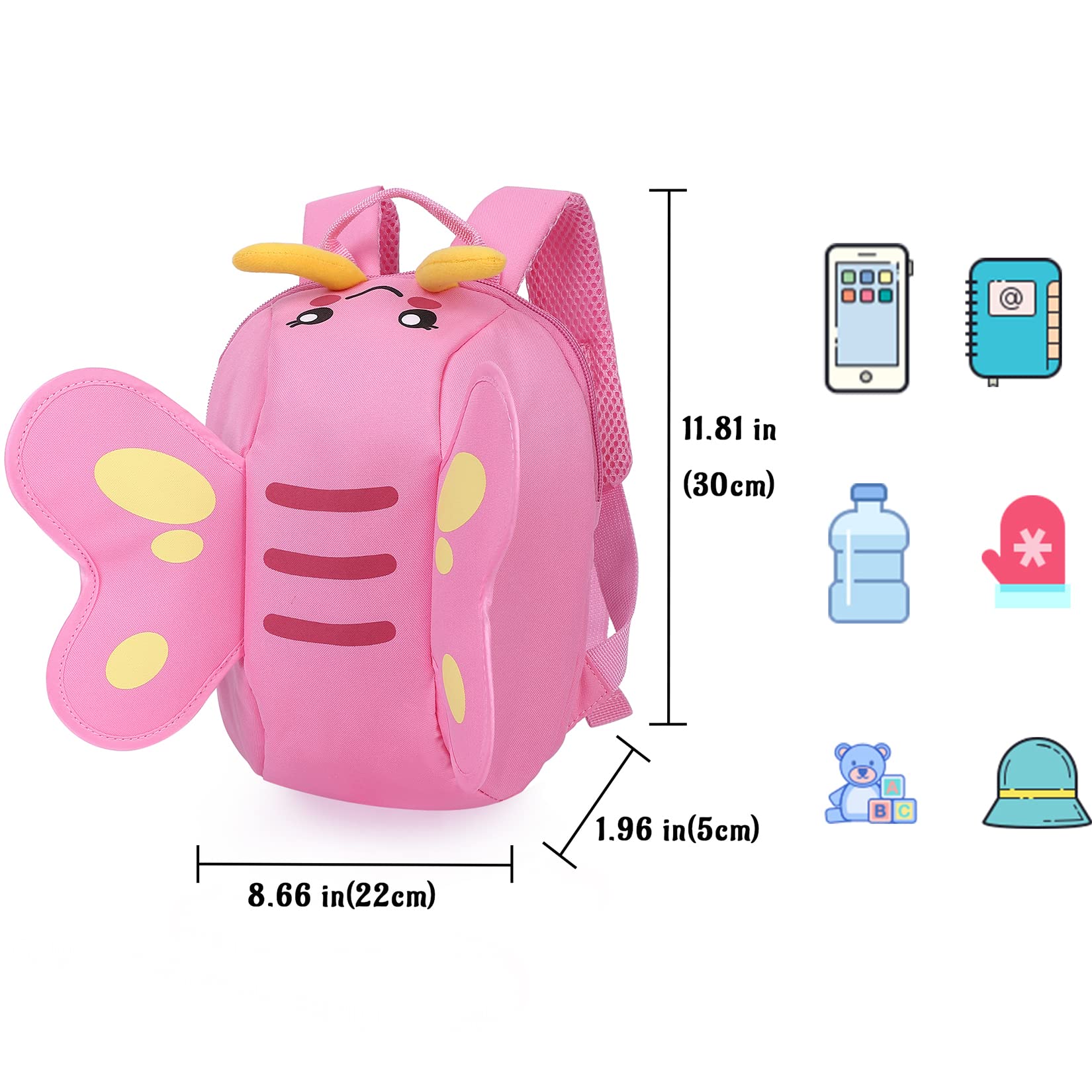 GARVEE 300D 3D Butterfly Kids Backpack for Girls - Lightweight School Bag with Adjustable Straps, Pink Butterfly Design - Perfect for School, Travel & Daily Use