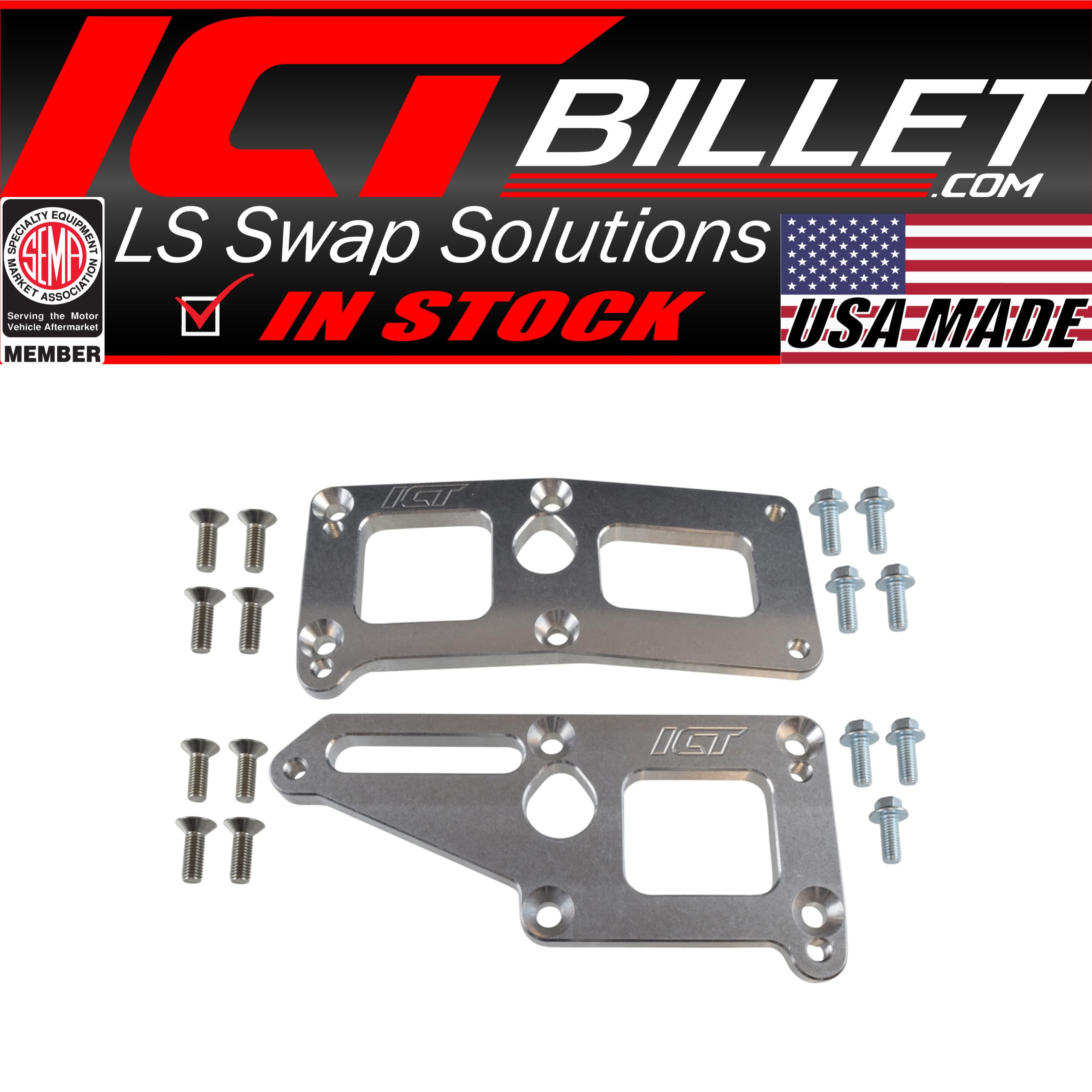 ICT Billet Block Mount Adapter Swap Plates - CTSV to Truck Engine Conversion Kit (Part# 551921) | High-Performance Billet Bracket for Engine Swaps & Custom Builds