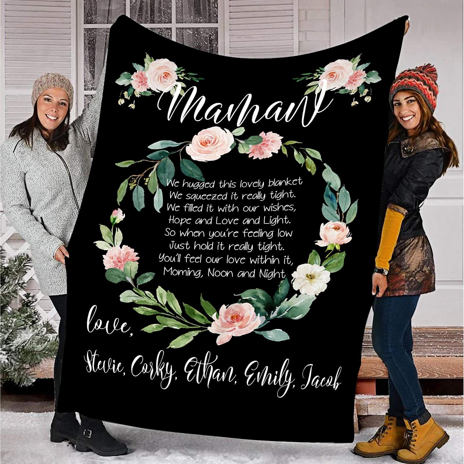 Personalized Grandma Blanket - Custom Name Throw Blanket for Mimi, Nana & Mamaw - Cozy Fleece Gift for Grandmothers - Perfect for Birthdays, Christmas & Family Gatherings