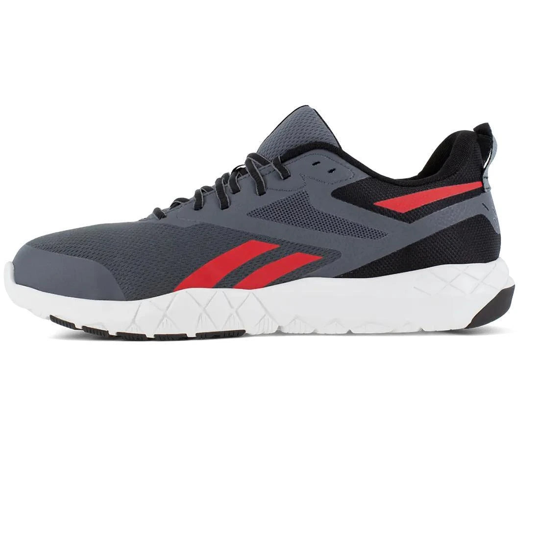 Flexagon Force XL Composite Toe Athletic Work Shoes for Men - Lightweight Safety Shoes with Slip-Resistant Sole, Gray/Red - Ideal for Construction, Warehouse & Industrial Work