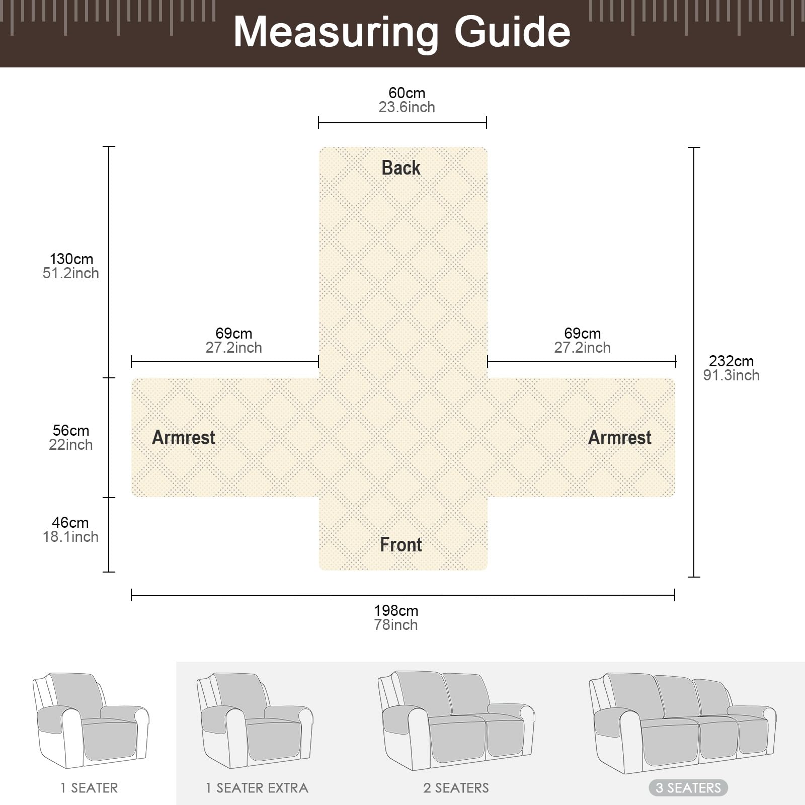TAOCOCO Loveseat Recliner Cover with Console - Non-Slip Recliner Chair Slipcover in Chocolate Brown - Perfect for Living Room, Home Theater, and Family Room Furniture Protection