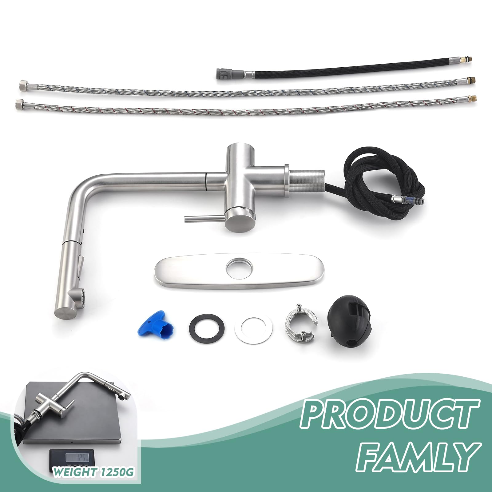 Premium Stainless Steel Pull Down Kitchen Faucet with Magnetic Docking Sprayer - Brushed Nickel RV & Commercial Bar Sink Faucet - Ideal for Home Kitchens, Restaurants, and RV Use