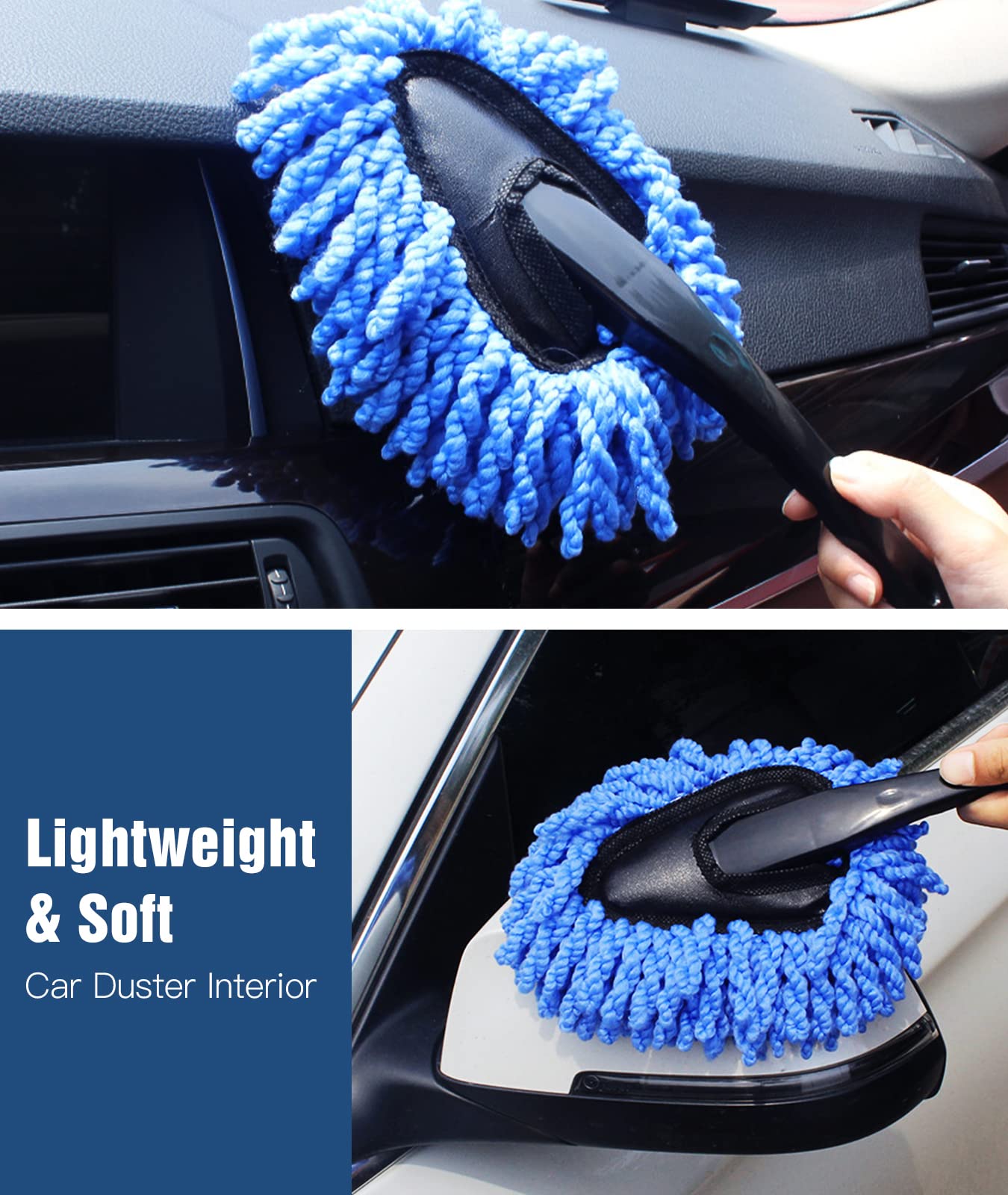 3 Pack Car Duster Kit - Extendable Microfiber Dust Brush, Scratch-Free Dash Duster & Soft Interior Brush for Car, Motorcycle & Home Cleaning - Perfect for Vehicle Detailing & Household Maintenance