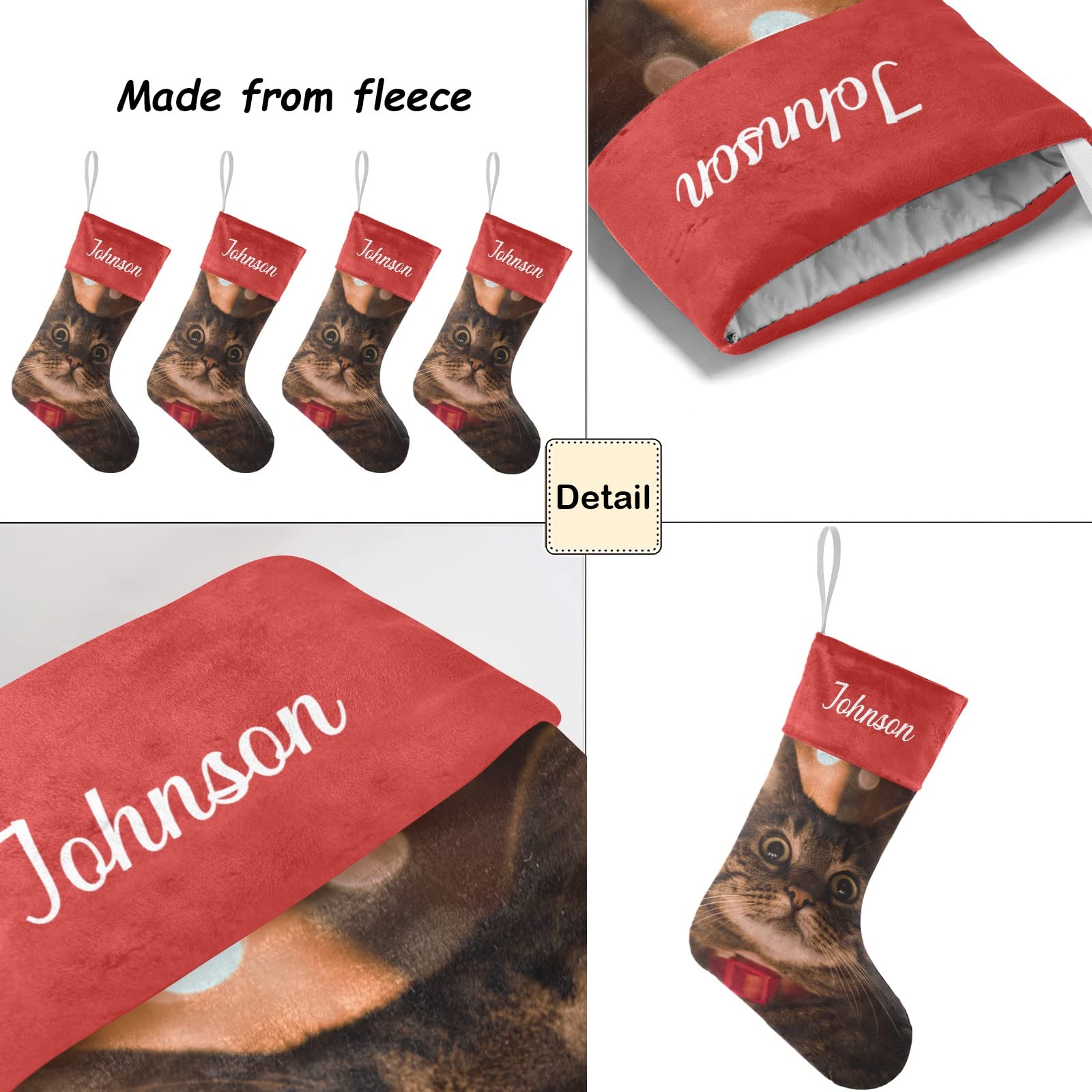 Personalized Christmas Stockings for Cats & Dogs - Custom Name Embroidered Pet Xmas Socks (17.52 x 7.87 Inch) - Perfect Holiday Gift for Pet Lovers & Festive Home Decor