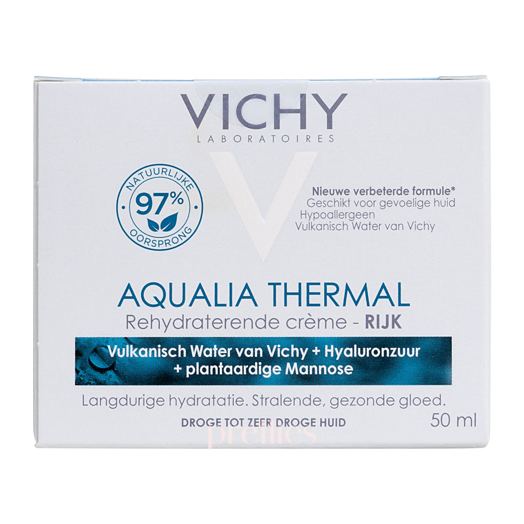 VICHY Aqualia Thermal Rich Hydrating Cream 50ml - Intense Moisturizing Face Cream for Dry Skin | Day & Night Hydration for Healthy Glow | Perfect for Winter Care & Daily Skincare Routine