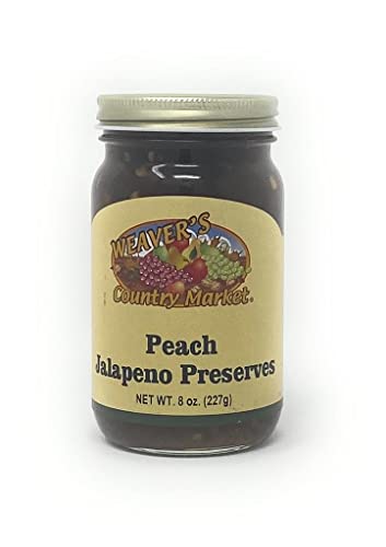 Weaver's Country Market Peach Jalapeno Preserves - 2 Pack (8oz Jars) - Sweet & Spicy Fruit Spread for Toast, Cheese Pairing & BBQ Glazing