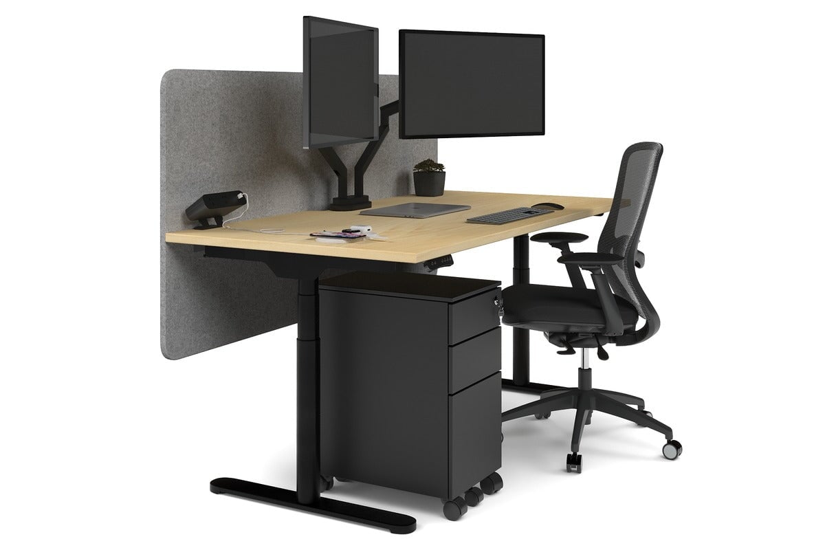 Flexi Premium Height Adjustable Single Workstation Desk - 1600L x 800W with Cable Management Scallop | Ergonomic Standing Desk for Home Office & Workspace