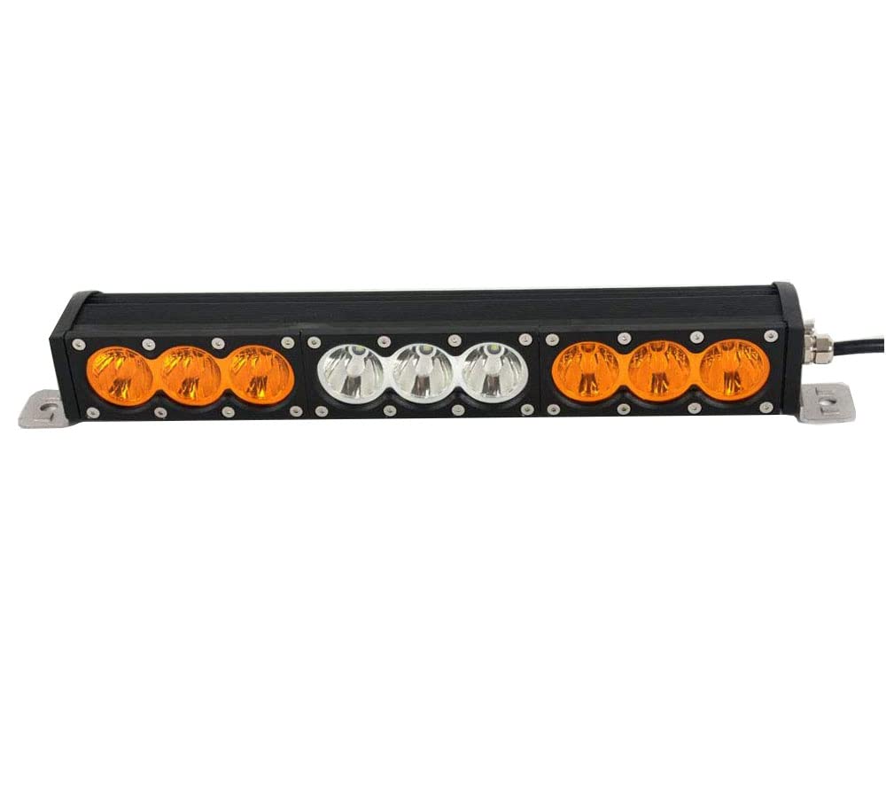 90W 16 Inch LED Light Bar with Amber/Clear Lens - Spot Flood Combo for SUV, ATV, Truck & Boat - Off-Road, Marine & Work Lighting
