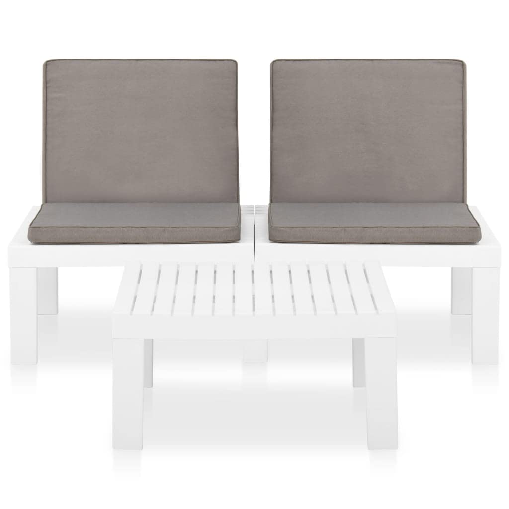 CHARMMA 2-Piece White Plastic Patio Lounge Set with Weather-Resistant Cushions - Outdoor Furniture for Poolside, Garden & Backyard Relaxation