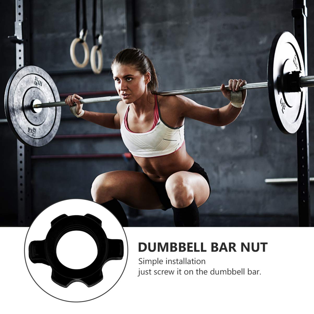 VOSAREA 4-Piece Dumbbell Bar Nut Set - Spin Screw Clamp for Weightlifting & Strength Training - Gym Equipment Accessories for Home & Commercial Use