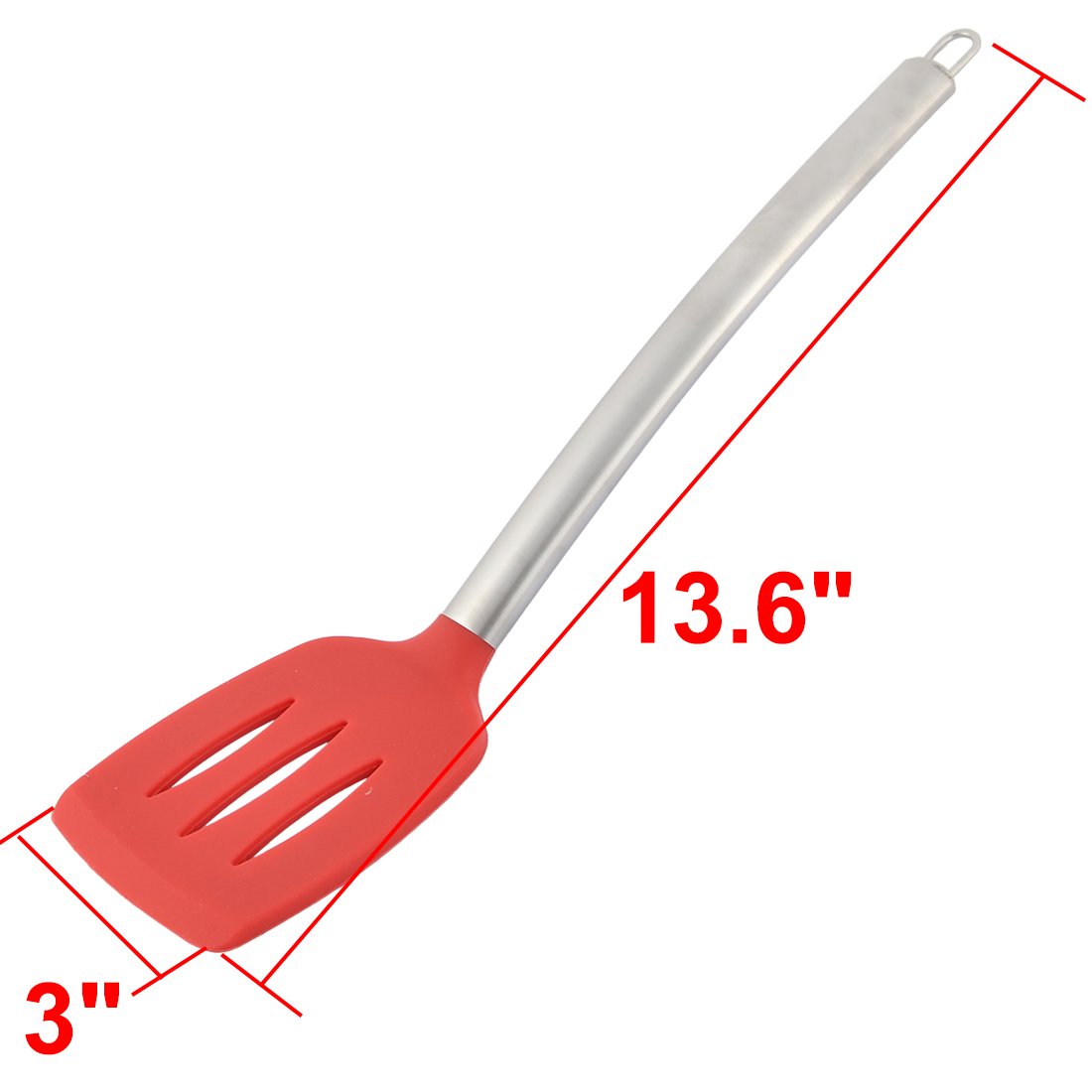 Non-Stick Silicone Pancake Turner Spatula - Heat Resistant, Slotted, Red & Silver - Perfect for Flipping Pancakes, Eggs & Burgers on Griddle or Skillet