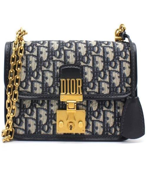 Dior Addict Flap Bag in Blue Oblique Canvas with Chain Strap - Luxury Crossbody Purse for Women, Perfect for Date Night & Evening Events