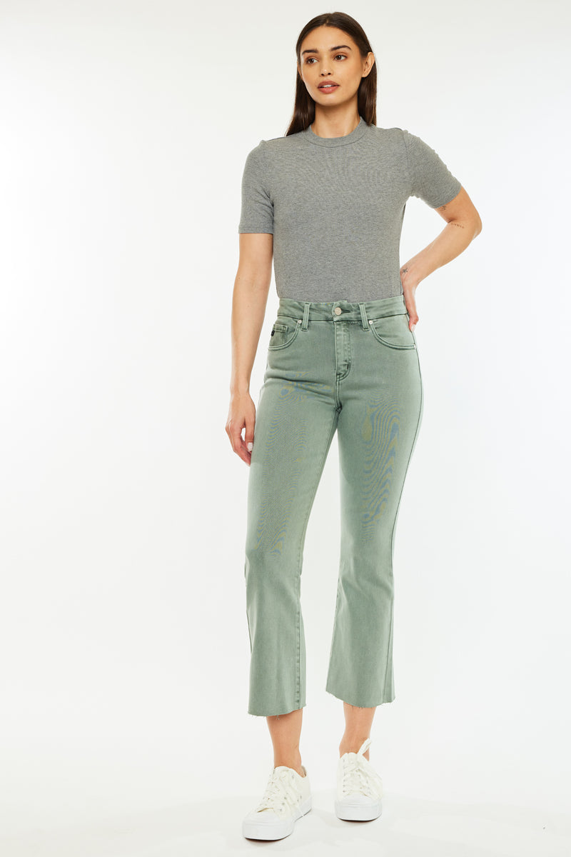 Perla High Rise Crop Bootcut Jeans for Women - Stretchy Denim Pants, Comfortable & Flattering Fit - Perfect for Casual Wear, Office, and Night Out
