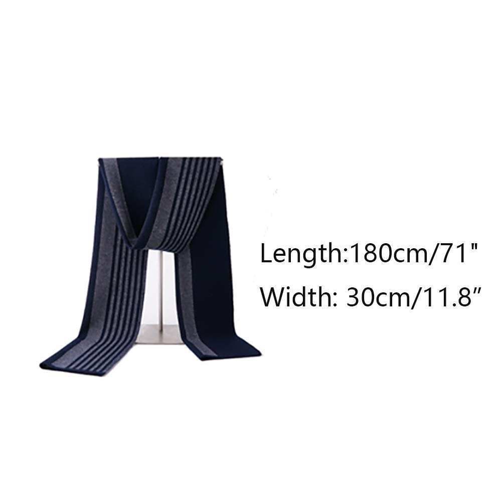 Premium 100% Wool Men's Winter Scarf - Soft Warm Striped Fashion Scarf for Men & Women, Unisex Winter Accessory (Blue) - Perfect for Cold Weather, Office, Travel & Holiday Gifts