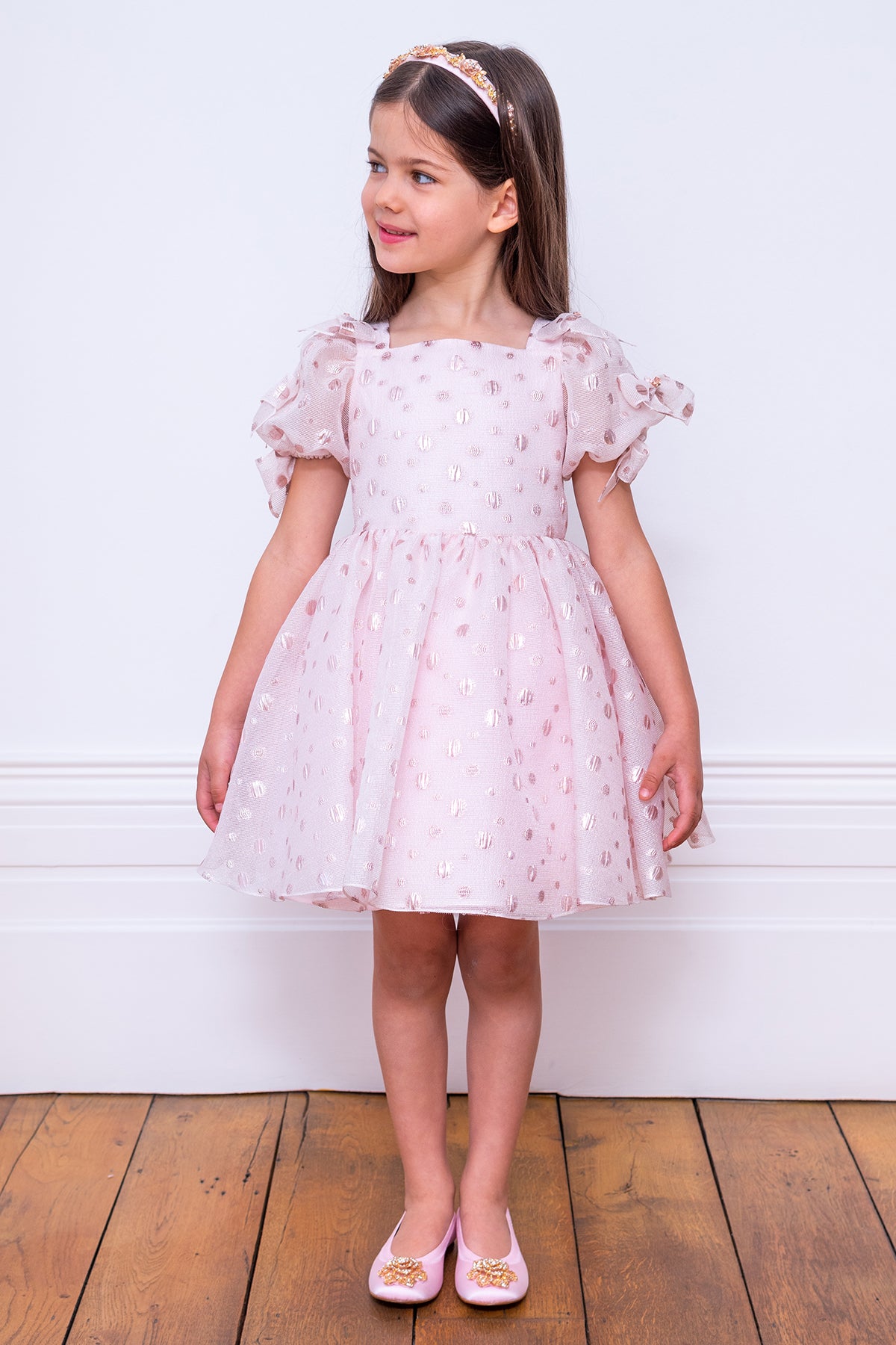 David Charles Pink Polka Dot Girls Dress - Cute Floral Print Party Dress for Toddler Girls | Perfect for Birthday Parties, Easter, Christmas & Special Occasions