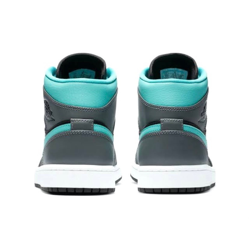 Air Jordan 1 Mid Grey Aqua Sneakers for Girls (GS) - Comfortable Basketball Shoes for School, Sports & Casual Wear