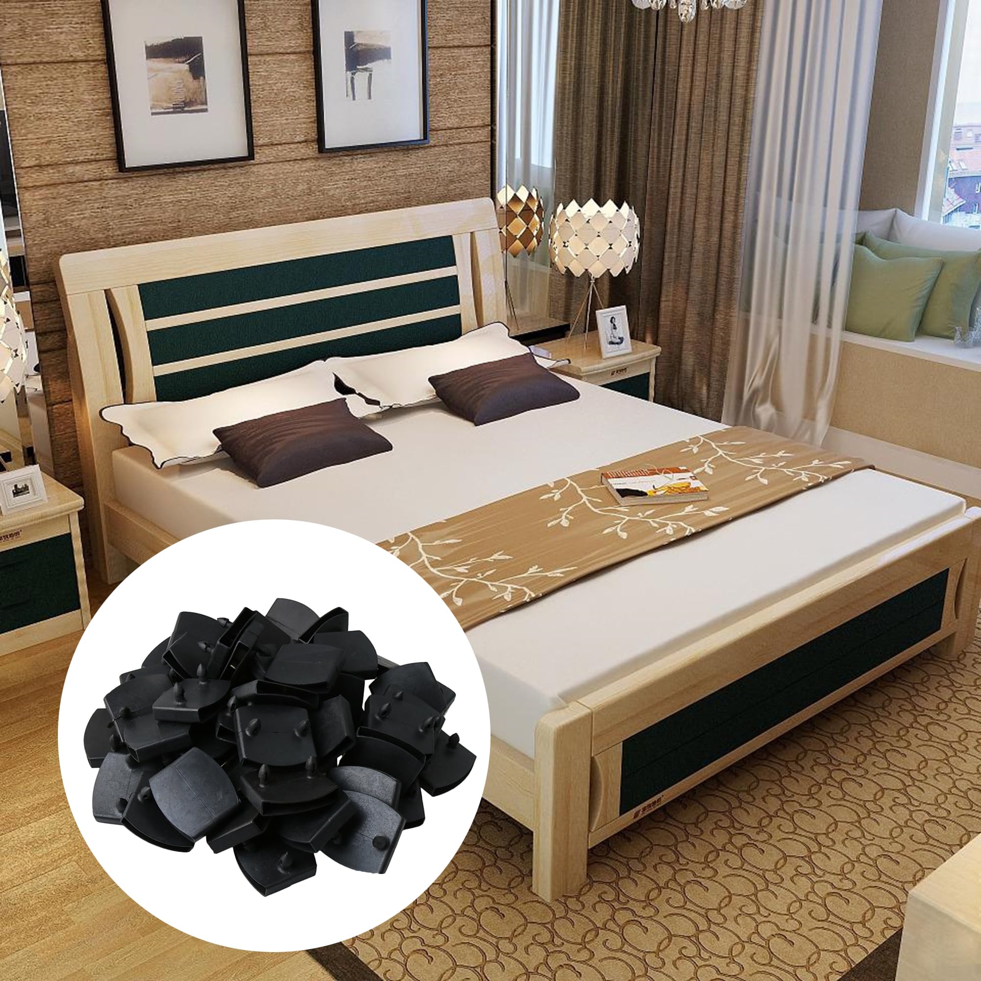 50mm Black Plastic Bed Slat Holders - Replacement Caps for Metal Bed Frames (Pack of 50) - Perfect for Bed Frame Repair and Mattress Support