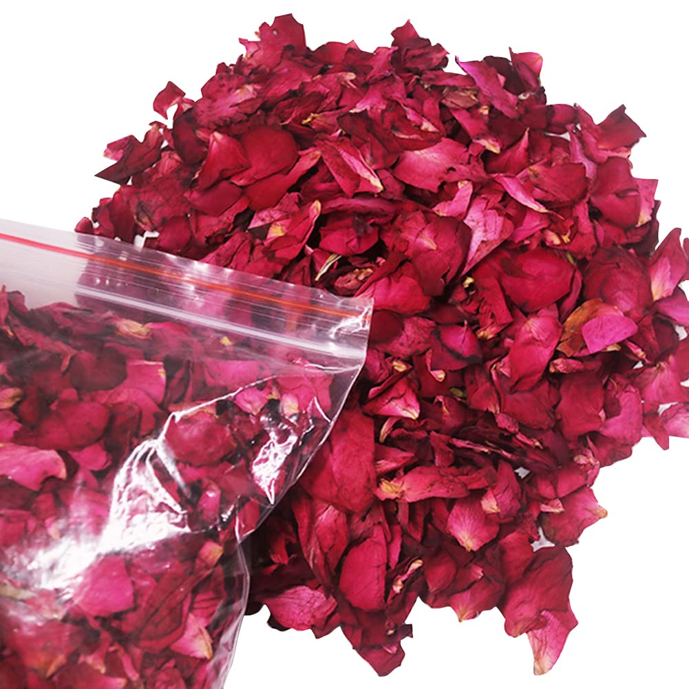 100% Natural Dried Red Rose Petals - 100 Grams for Aromatherapy, Bath, Wedding Decor & DIY Crafts | Perfect for Spa Relaxation, Romantic Events & Home Decor