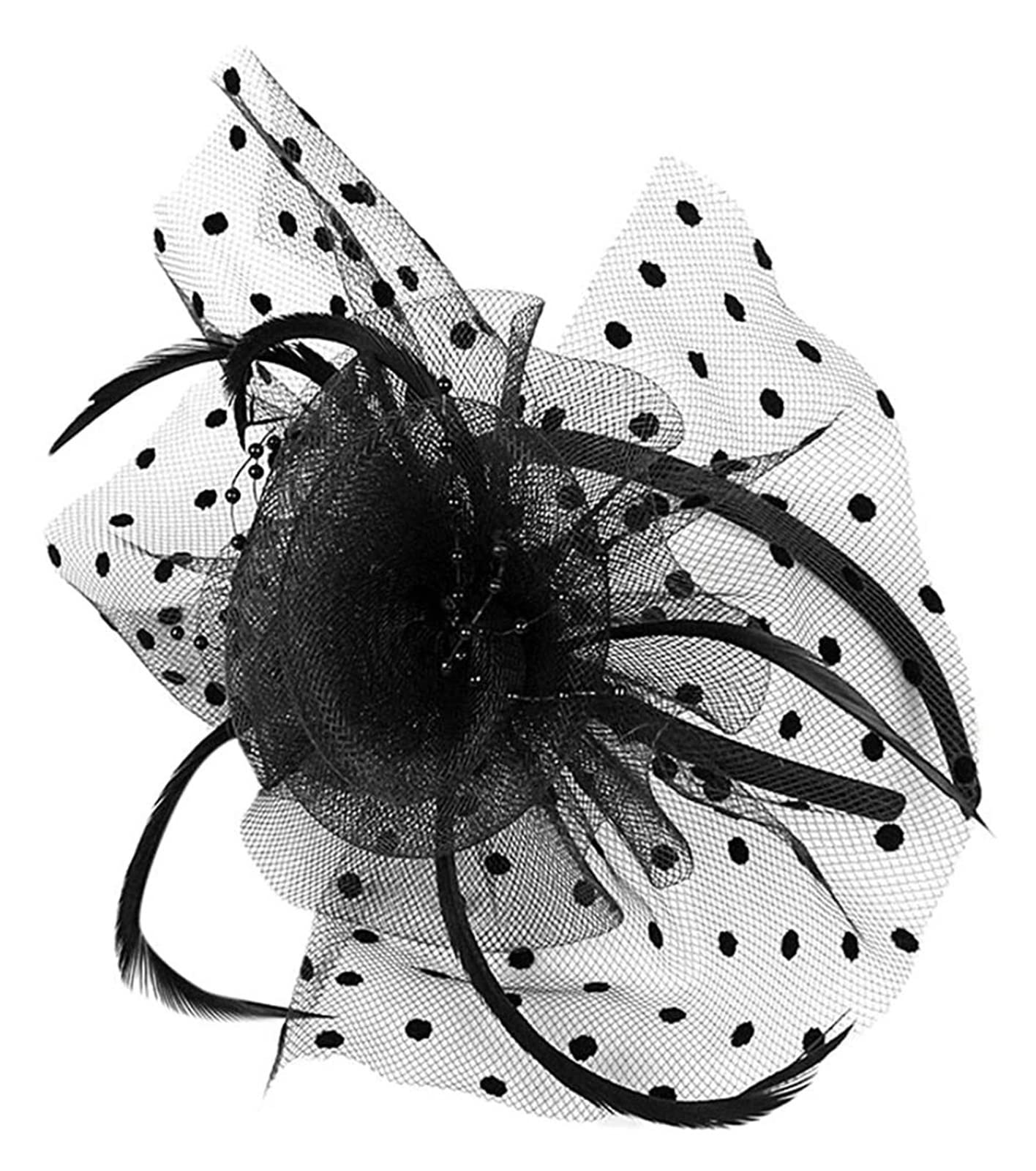 Stylish Black Feather Fascinator Top Hat for Women & Girls - Elegant Flower Cocktail Tea Party Headwear Hair Accessory | Perfect for Weddings, Garden Parties & Special Occasions