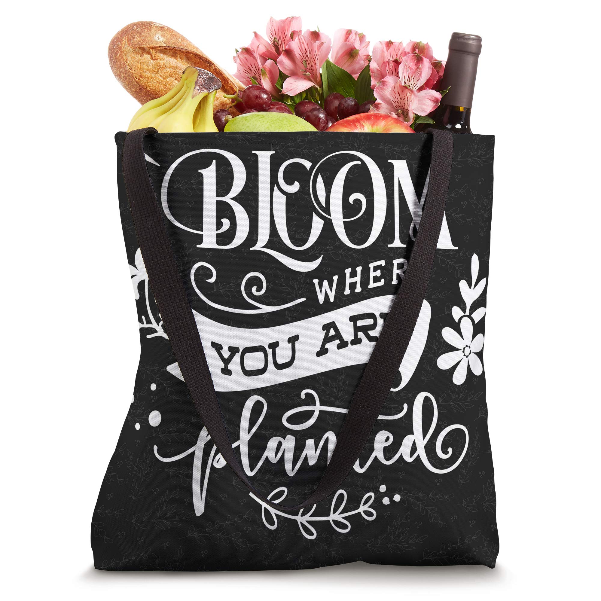Bloom Where You Are Planted - Gardening Gift Tote Bag for Plant Lovers | Reusable Grocery Shopping Bag for Gardeners, House Plant Enthusiasts & Nature Walks