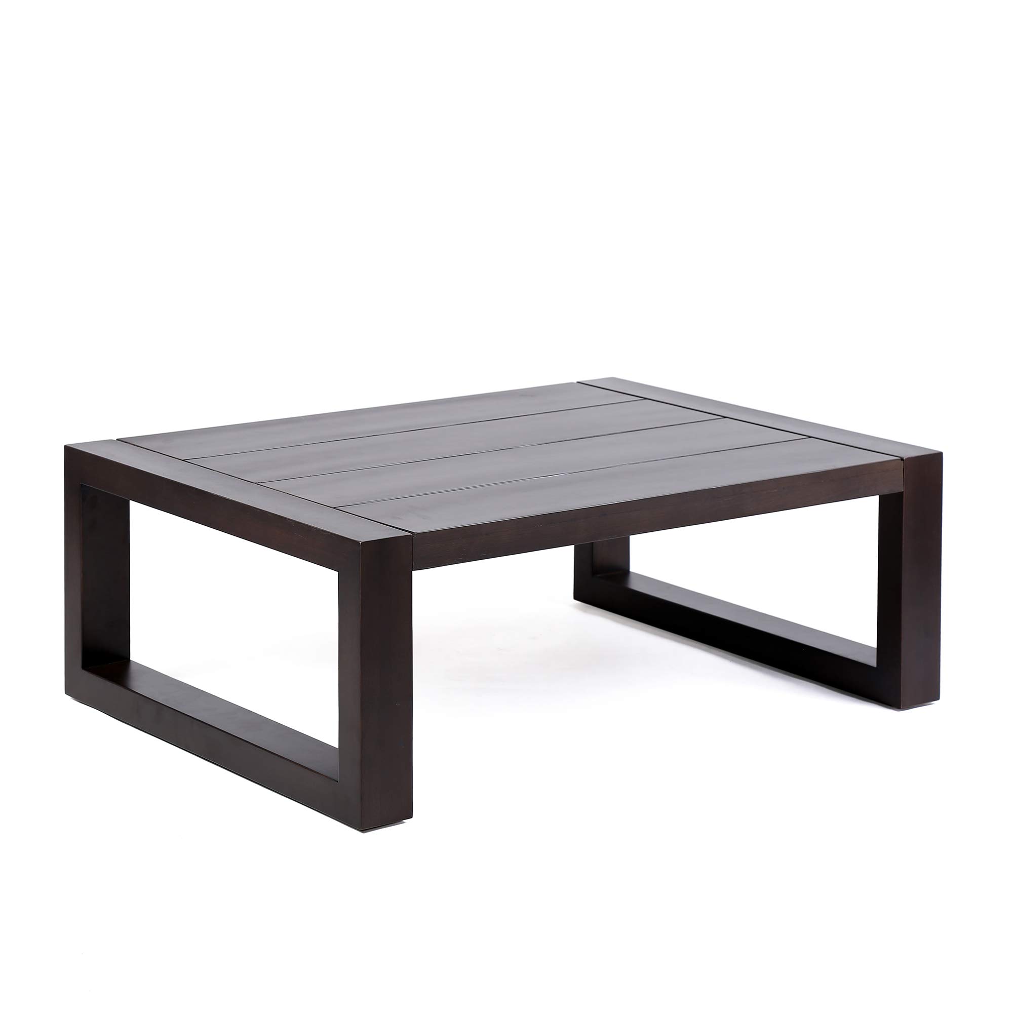 Armen Living Paradise Outdoor Eucalyptus Wood Coffee Table - Natural Earth Tone Patio Furniture for Garden, Poolside & Backyard Decor