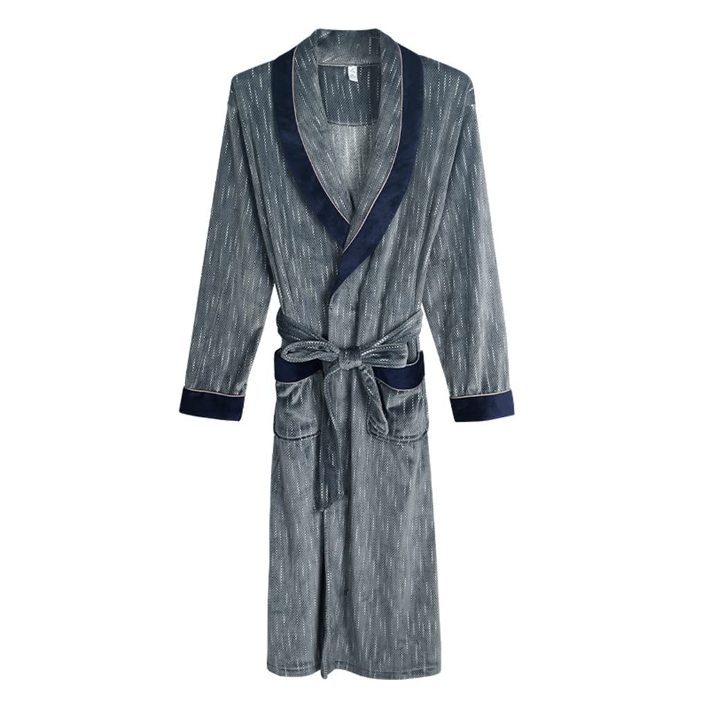 Premium Flannel Bathrobe for Men - Extra Long & Warm Kimono Style Robe - Soft Nightgown & Dressing Gown for Home Relaxation (XXXL, Color A) - Perfect for Lounging, Spa Days & Cold Weather Comfort