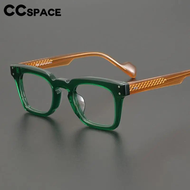 CCspace Unisex Full Rim Square Cat Eye Acetate Eyeglasses Frame 57400 - Trendy Retro Style for Men & Women - Perfect for Office, Reading, and Fashion Accessories