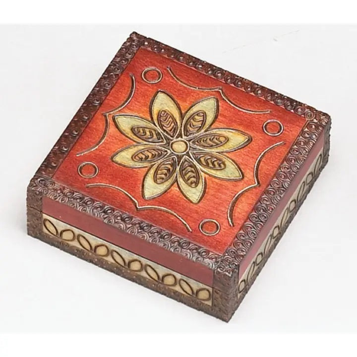 Handcrafted Wooden Jewelry Box with Floral Brass Inlay - Perfect for Storing Rings, Necklaces & Keepsakes | Home Decor & Gift Idea