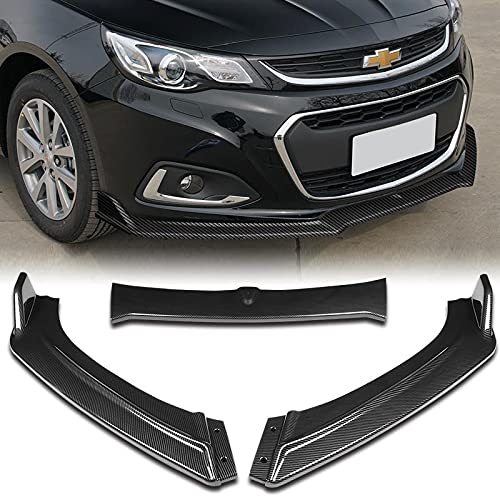 Carbon Fiber Front Bumper Lip Splitter Kit (3PCS) for 2013-2018 Chevy Malibu - PU/PCF Material - Aggressive Style Upgrade for Street Racing & Car Shows