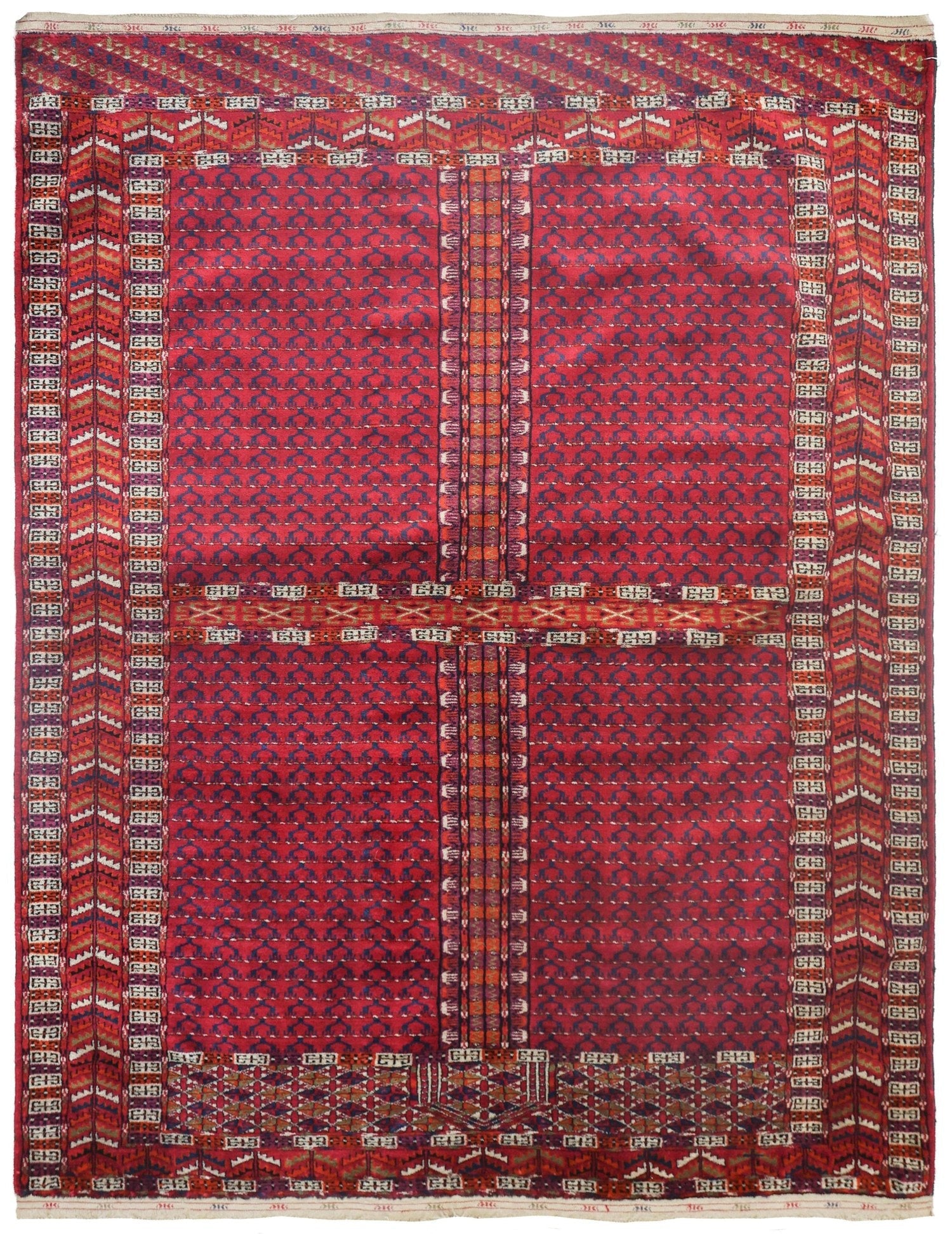 Antique Yomud Handwoven Tribal Rug JF8704 - Authentic Turkmen Wool Carpet for Boho Home Decor, Living Room & Bedroom