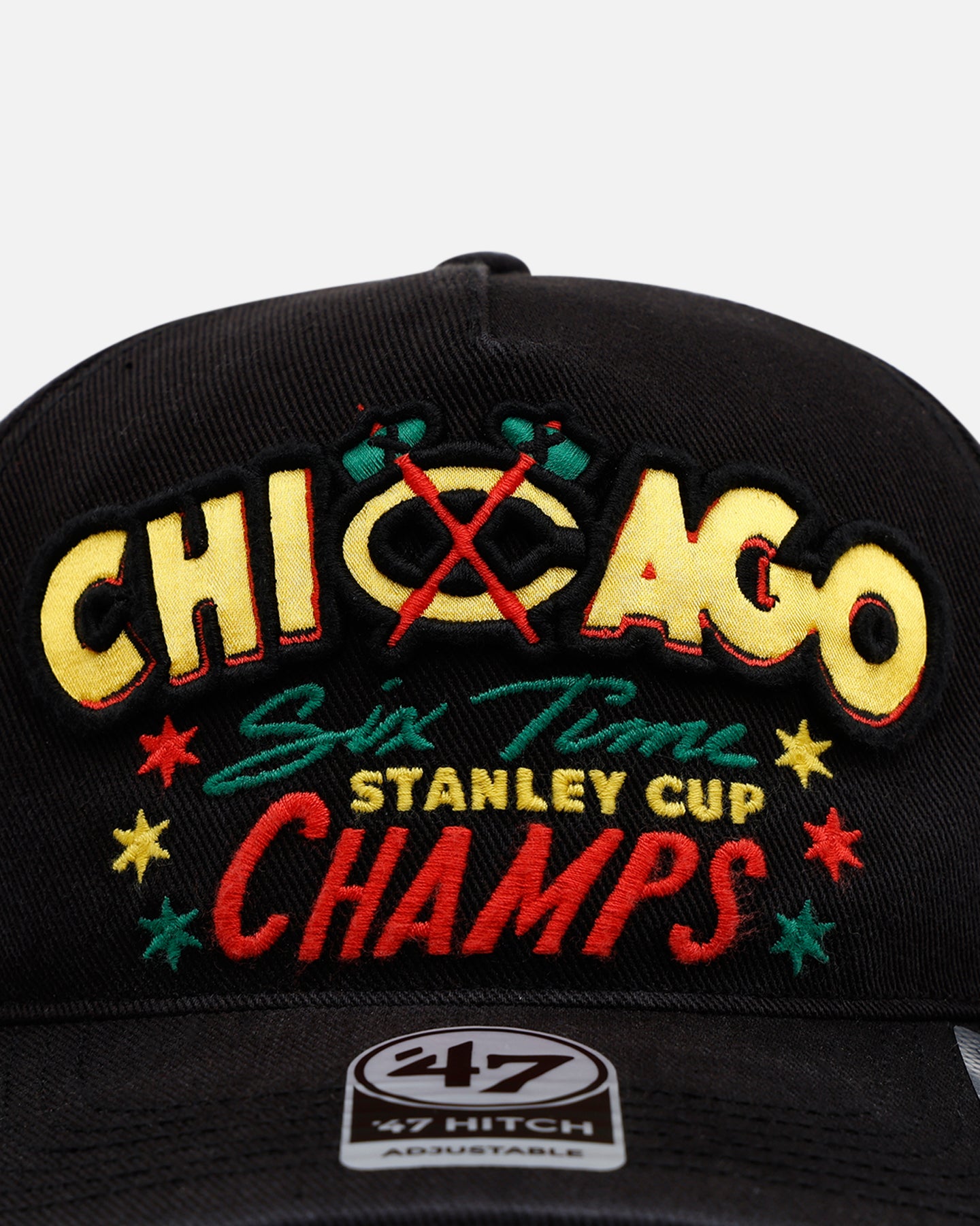 47 Brand Chicago Blackhawks NHL Trophy Case Premium Hitch Snapback Hat - Adjustable Black Baseball Cap for Men & Women - Perfect for Hockey Games, Sports Events & Casual Wear