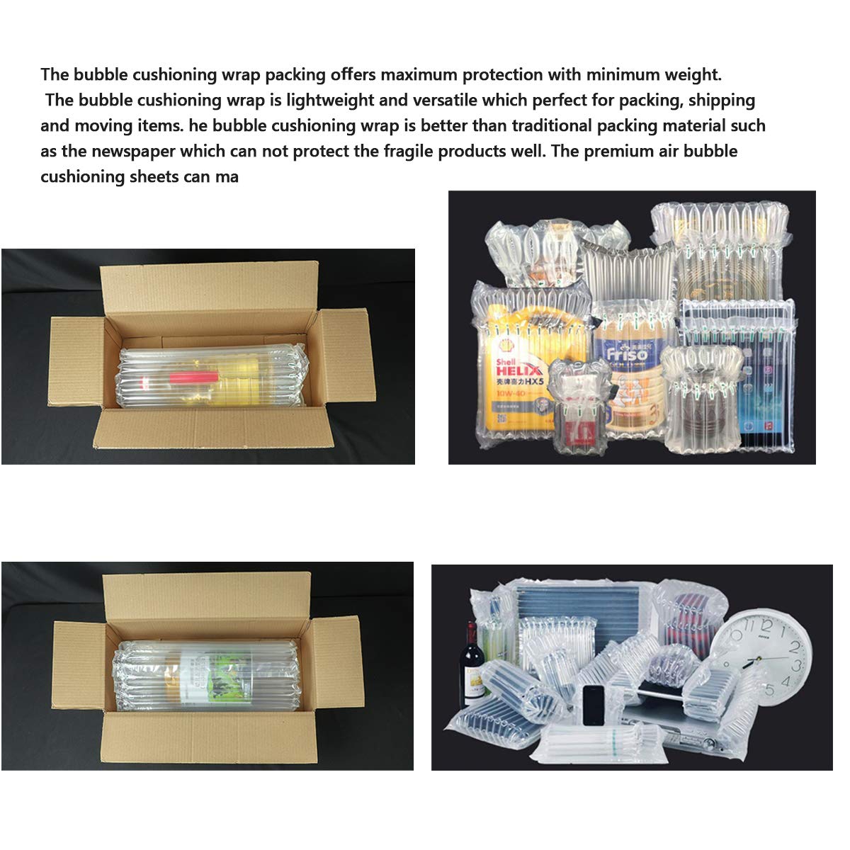 Best Inflatable Column Packing Paper for Moving Breakables - Extra Large Bubble, Thicker & Durable - Easy Tear for Safe Packing, Shipping & Moving (12x935ft/Roll) - Perfect for Home Moves, Fragile Item Protection & E-commerce Packaging