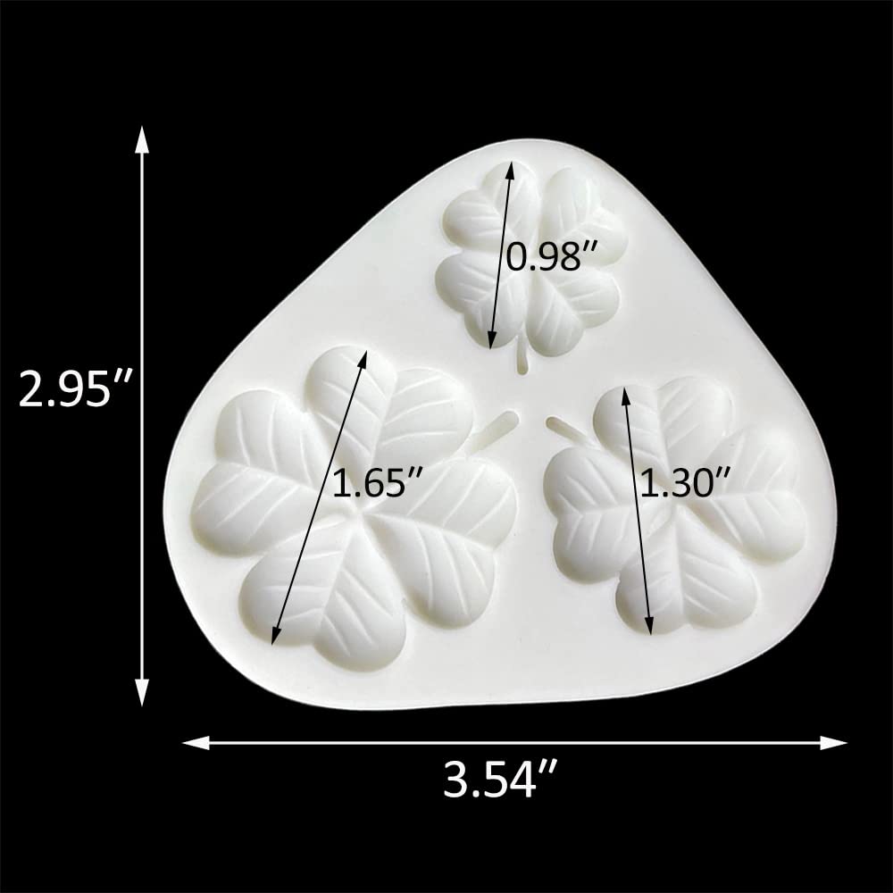 Lucky Four Leaf Clover Silicone Mold Set - Soft Polymer Clay Molds for Fondant, Chocolate, Cake Decorating, Resin Casting & DIY Crafts - Perfect for St. Patrick's Day, Baking, Candy Making & Home Decor