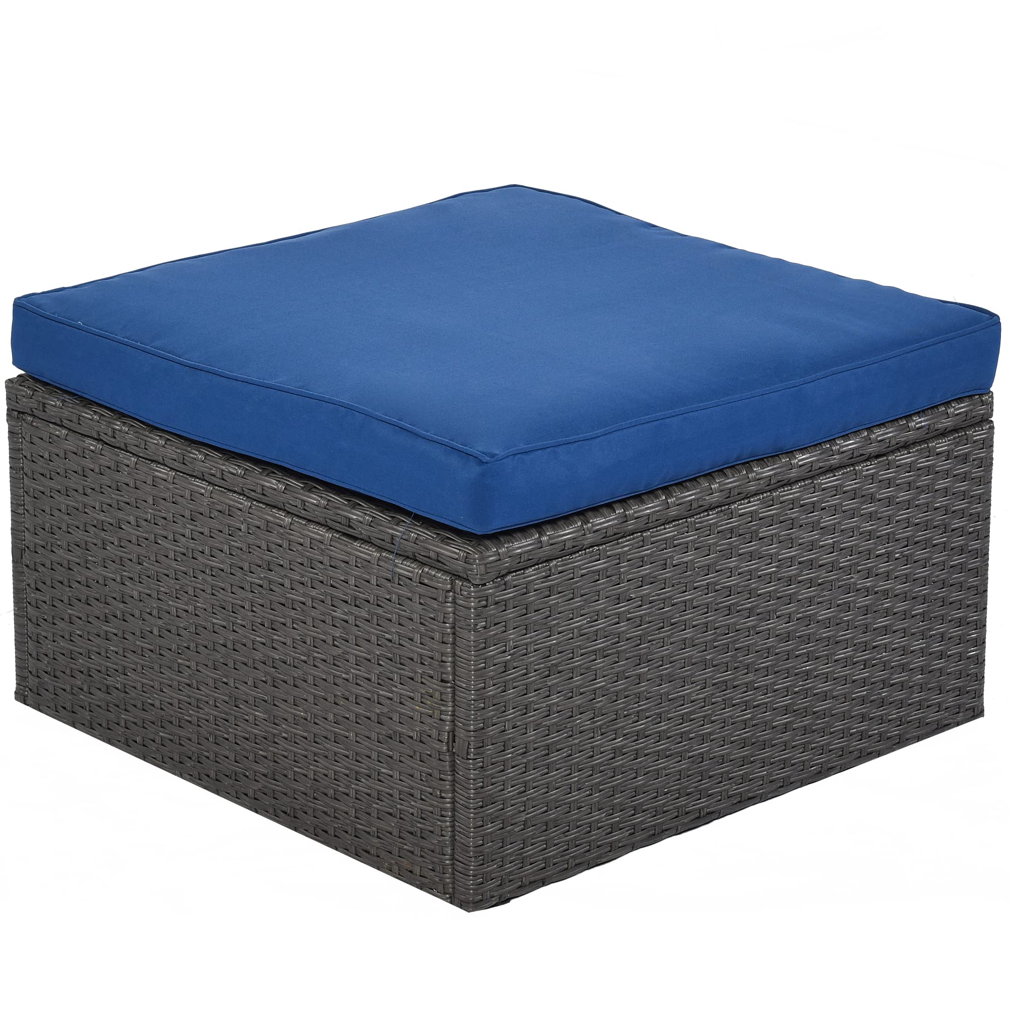 Quarte Outdoor Patio Rectangle Daybed with Retractable Canopy - All-Weather Wicker Sectional Sofa Set with Cushions & Lift-Top Table for Backyard, Porch, Poolside (Blue+O) - Perfect for Lounging, Sunbathing and Outdoor Relaxation