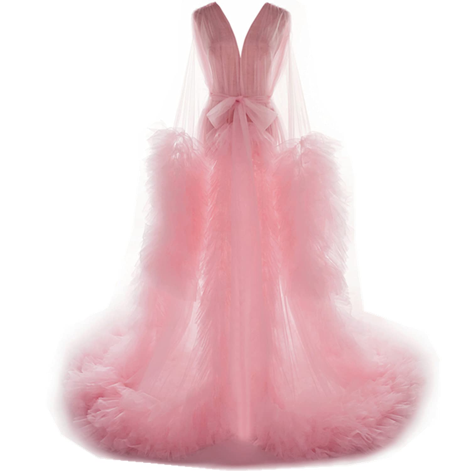 Luxury Women's Thick Tulle Robe - Maternity & Bridal Photography Lingerie, Sheer Illusion Bathrobe, Wedding Nightgown & Sexy Scarf for Boudoir, Honeymoon & Special Occasions