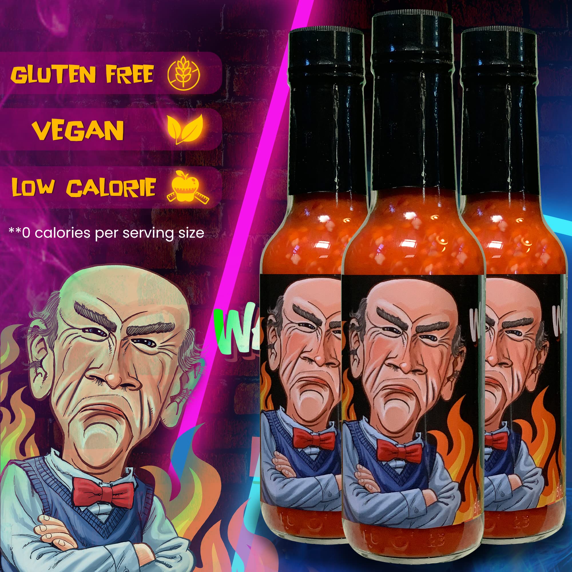 Jeff Dunham's Walter's Garlic & Habanero Hot Sauce - Bold & Spicy 5oz Bottle with Perfect Garlic Infusion | Great for Tacos, Wings, Burgers & BBQ | Shut the Hell Up (and Eat It) Hot Sauce Gift for Spicy Food Lovers