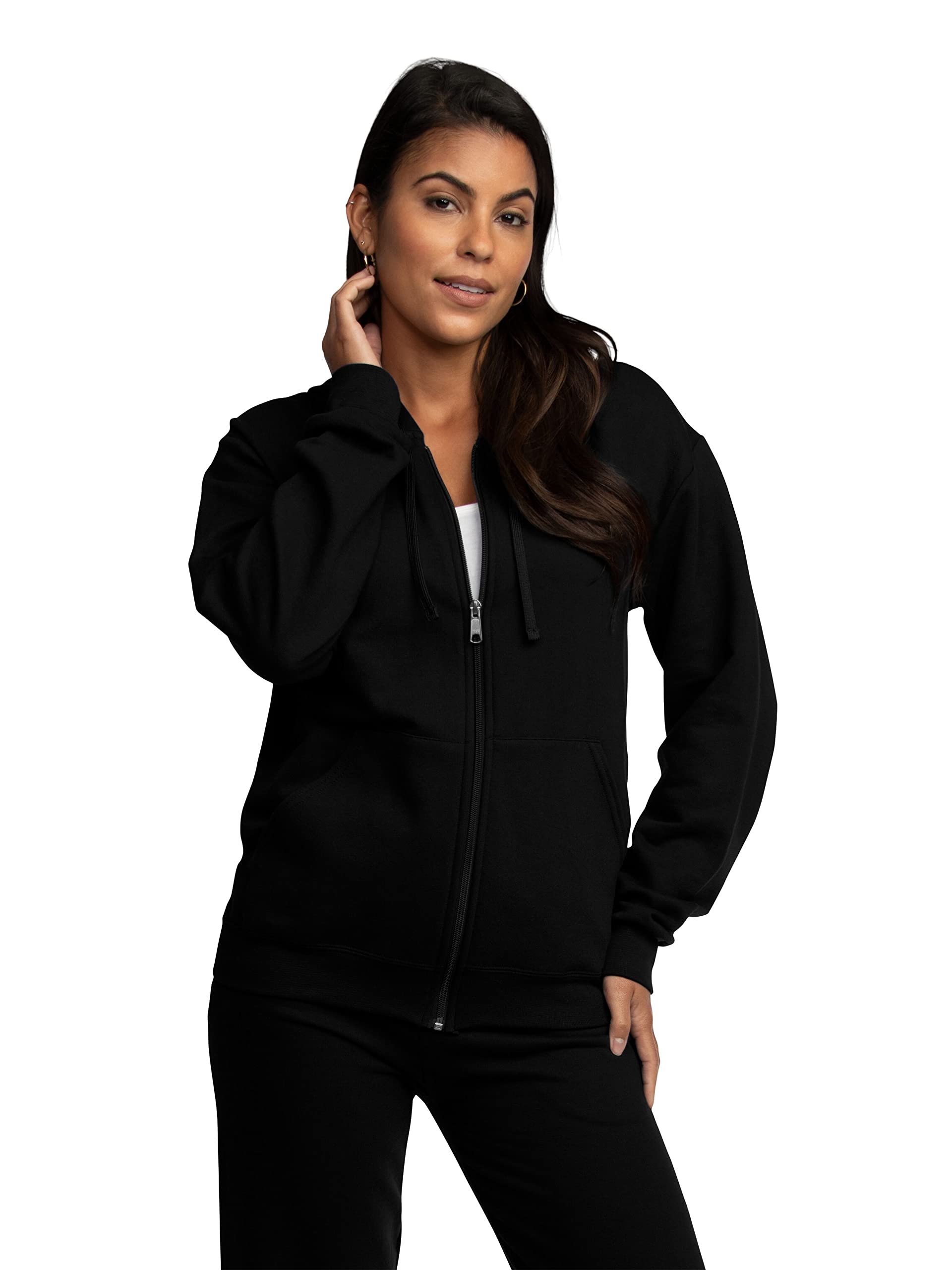 Fruit of the Loom Unisex Adult EverSoft Fleece Full Zip Hoodie Sweatshirt - Cozy Winter Wear for Men & Women - Perfect for Casual Outfits, Outdoor Activities & Lounge Comfort