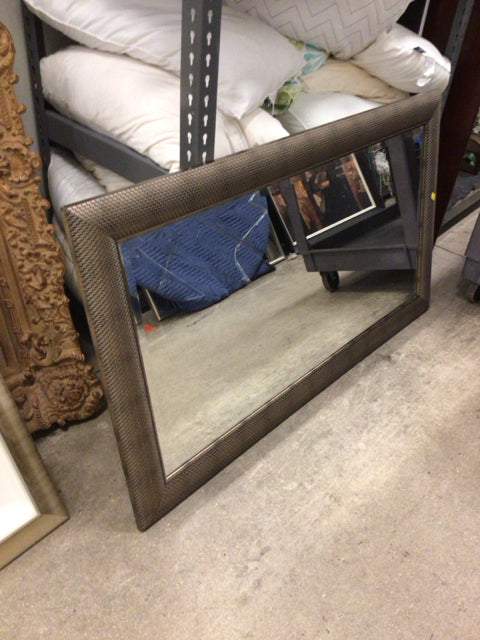 Stylish Woven Framed Beveled Floor Mirror - Full Length Standing Mirror with Rattan Border for Bedroom, Living Room & Entryway Decor
