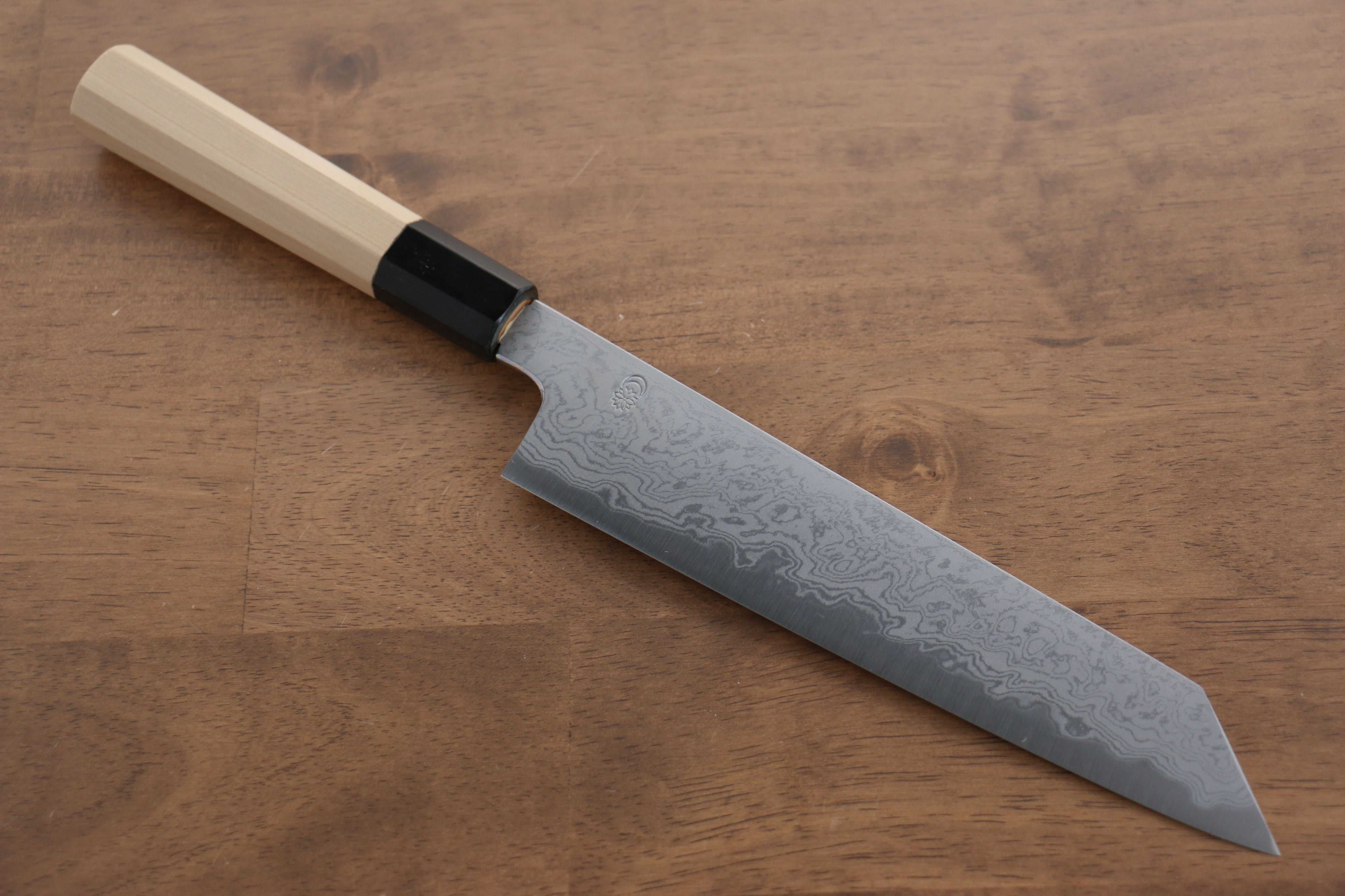 Premium Kikuzuki Blue Steel No.1 Damascus Kiritsuke Gyuto Knife 210mm - Japanese Chef Knife with Magnolia Wood Handle - Perfect for Sushi, Sashimi & Precision Cutting