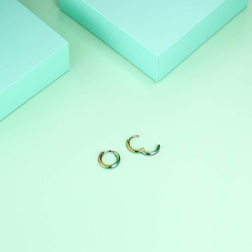 316L Surgical Stainless Steel Huggie Hoop Earrings - 6mm/8mm/10mm/11mm/12mm/14mm Hypoallergenic Cartilage & Helix Earrings for Men & Women | Sleek Hinged Design for Everyday Wear, Work & Special Occasions