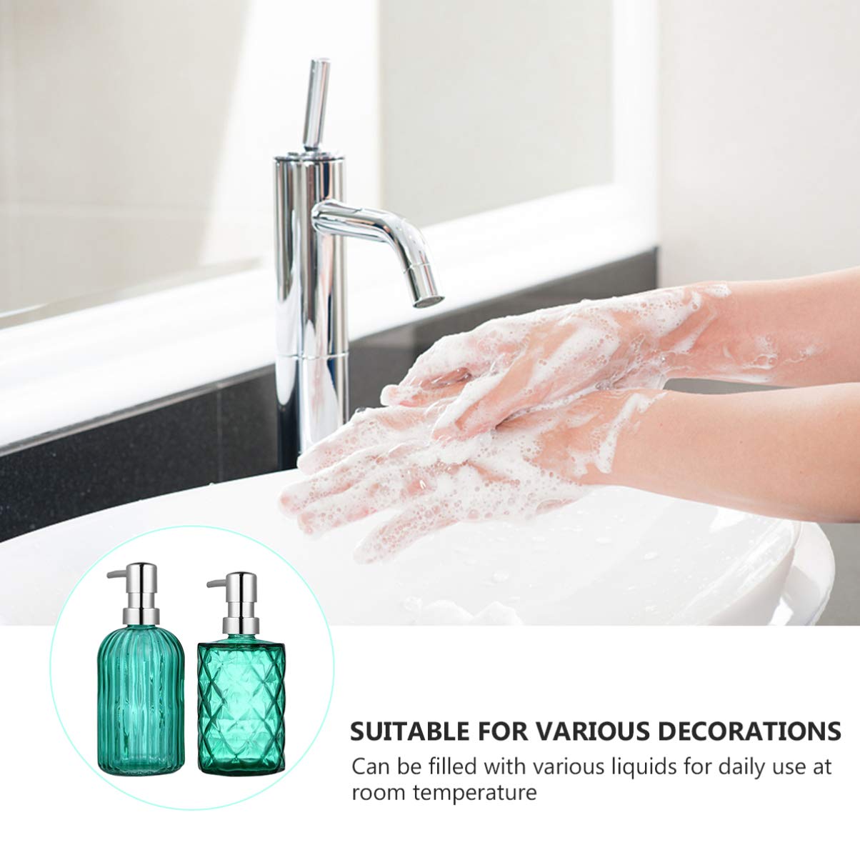 Cabilock 2-Pack Travel Shampoo Bottles - Empty Glass Pump Bottles for Toiletries, Hand Soap & Liquid Dispenser - Leak-Proof Refillable Containers for Shower, Gym & Travel Accessories