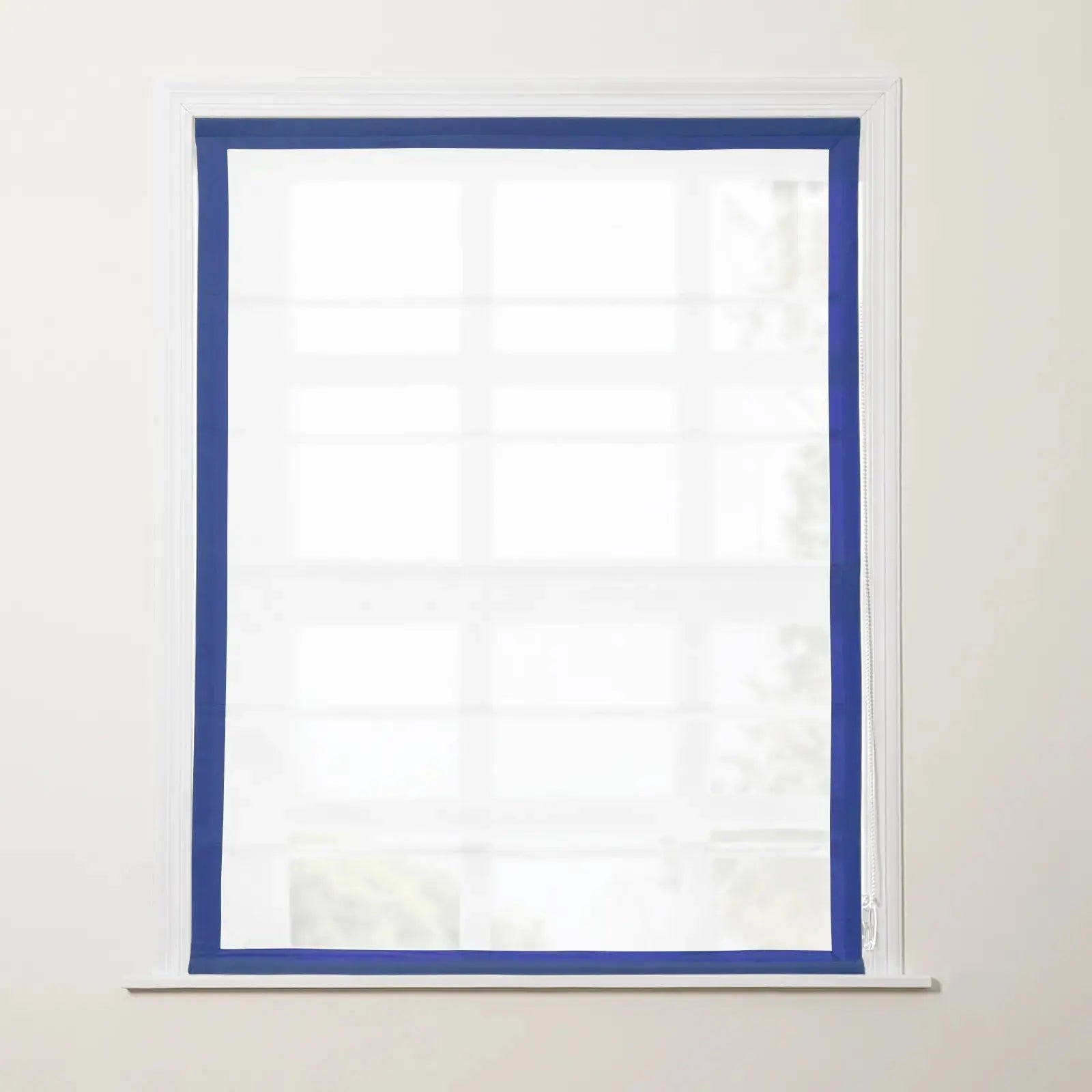 Tyrone Roman Shade with Border Cord Lift - Classic Window Treatment for Living Room & Bedroom - Blackout Fabric for Light Control & Privacy