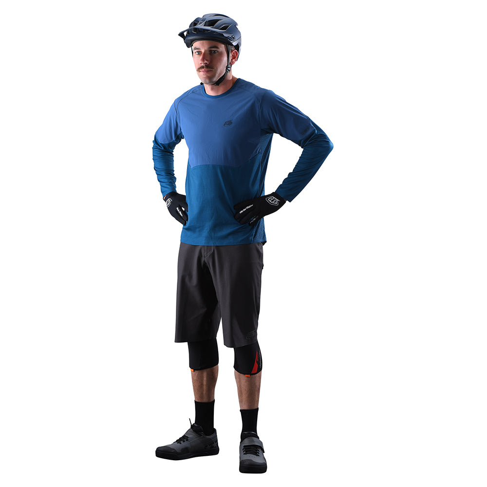 Drift LS Jersey Solid Dark Slate Blue - Men's Long Sleeve Cycling Shirt for Road & Mountain Biking - Moisture Wicking & Breathable Performance Wear